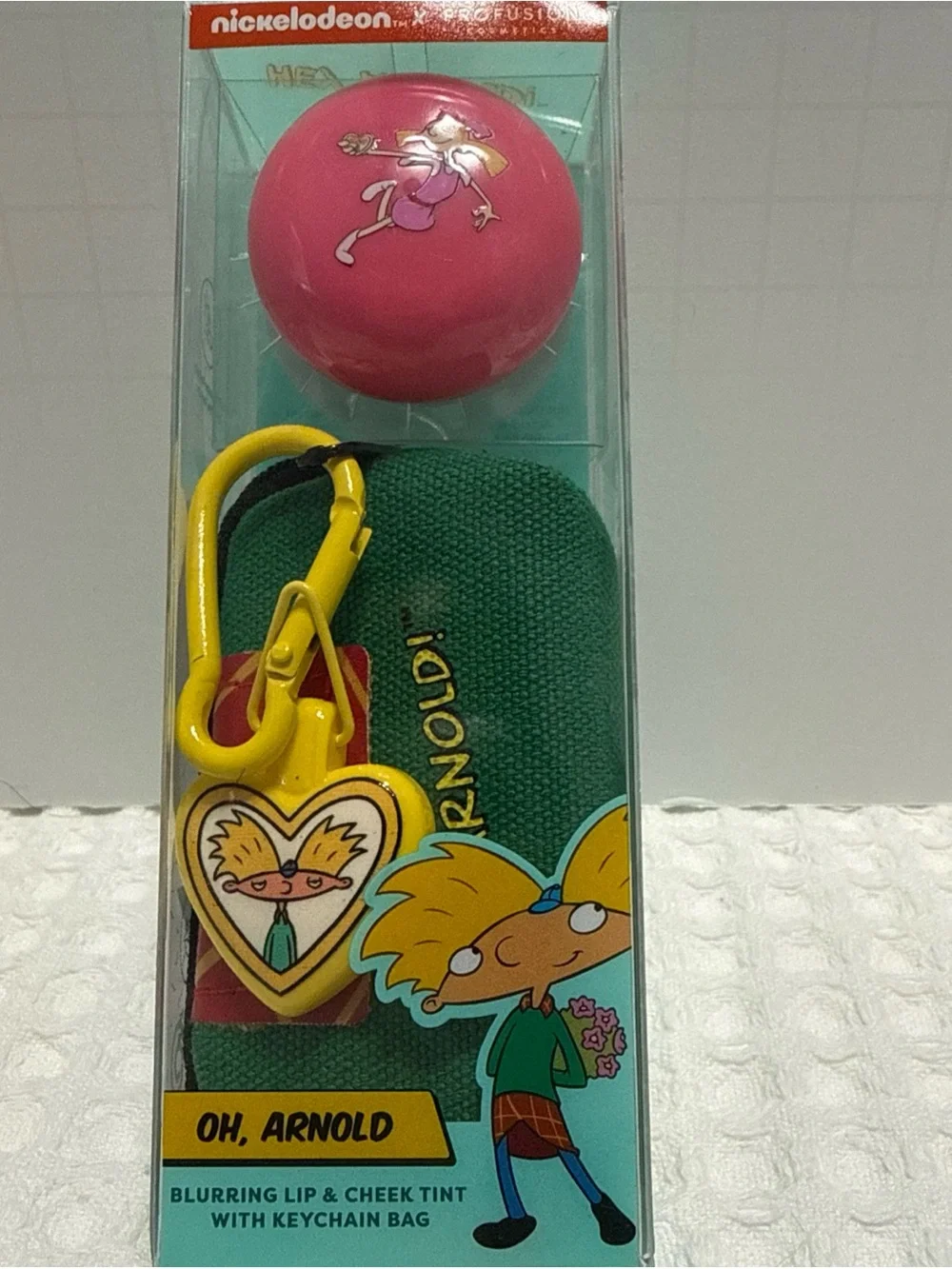Nickelodeon Profusion Cosmetics, Oh Arnold Lip & Cheek With Keychain Bag.